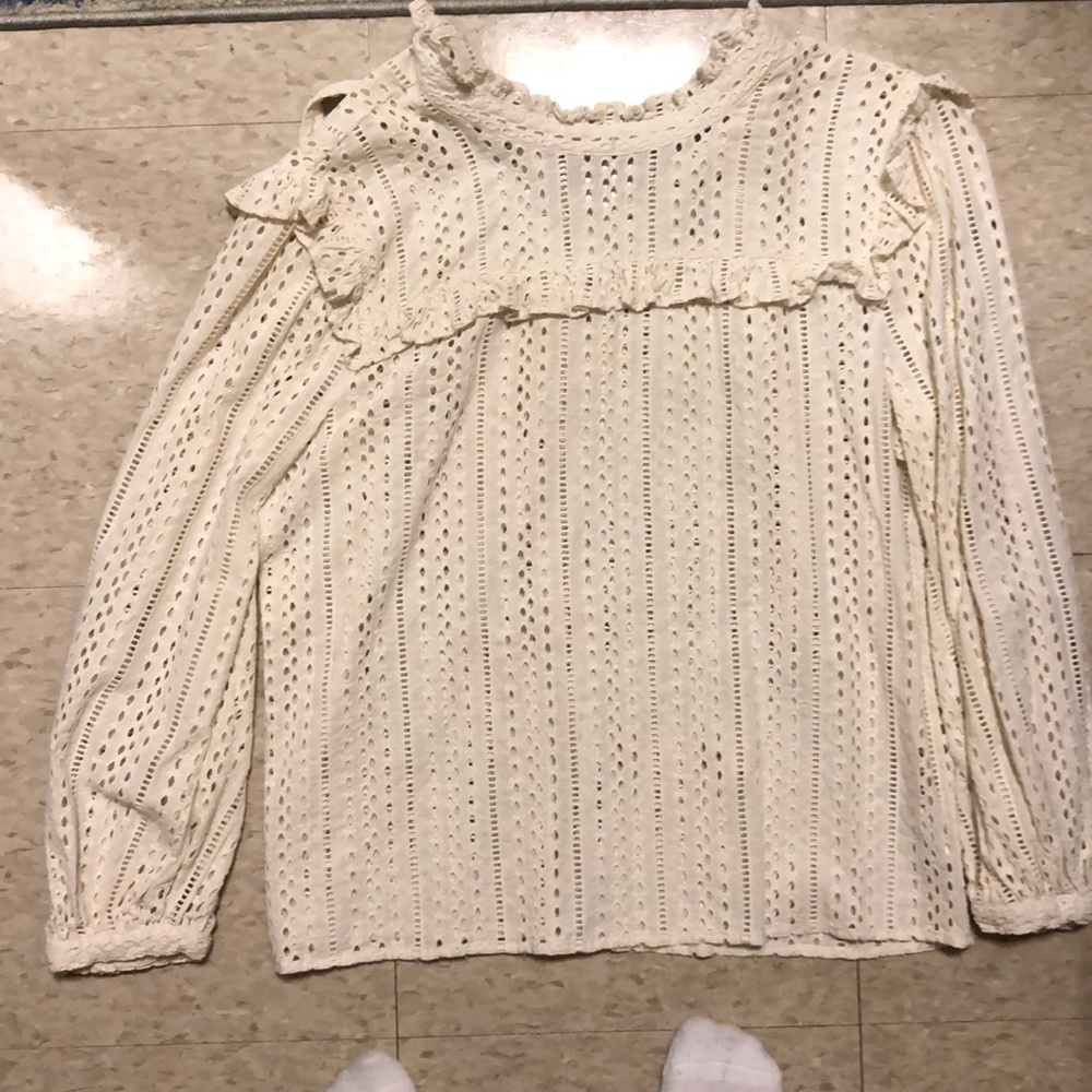 Madewell cream prairie style top